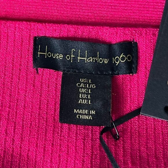 House of Harlow 1960 Wide Strap Cross Back Ribbed Crop Top, Hot Pink. Large. NWT - Picture 6 of 11